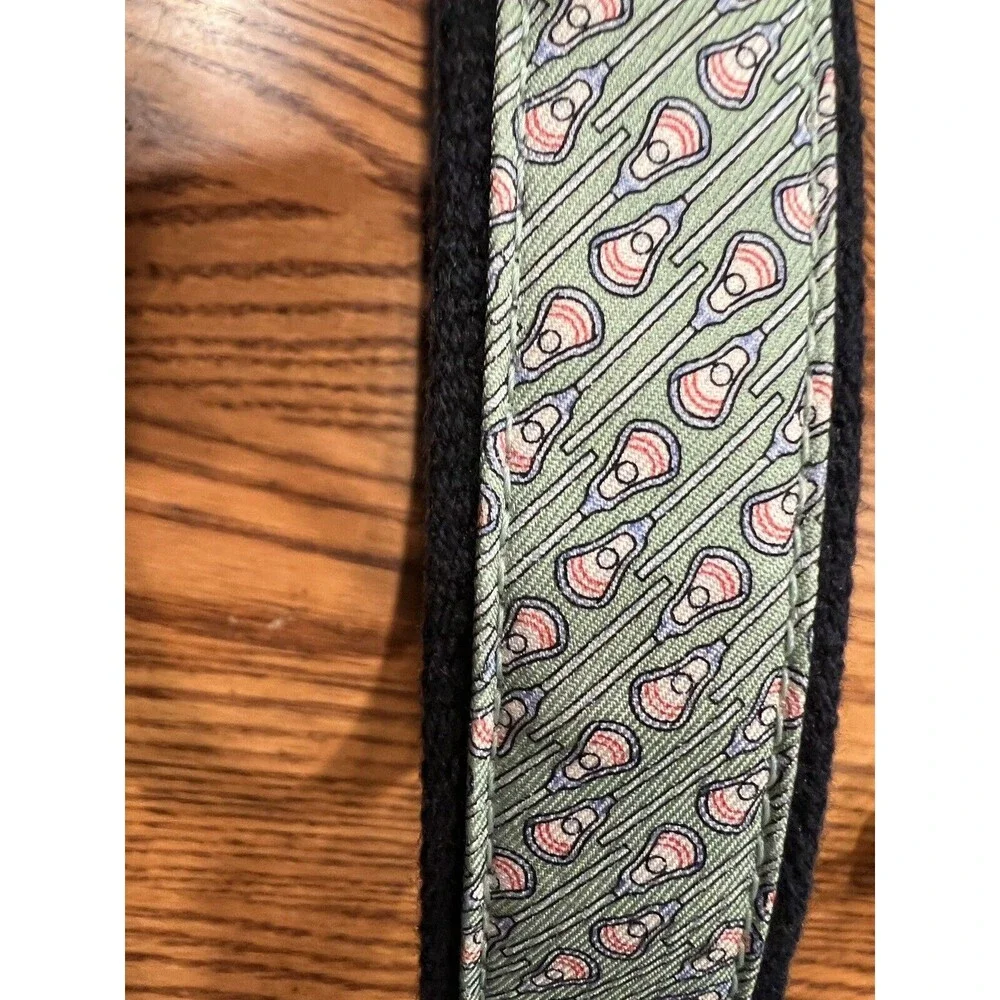VINEYARD VINES Lacrosse Belt Sz 30 Leather & Canvas Navy Blue Green Ribbon